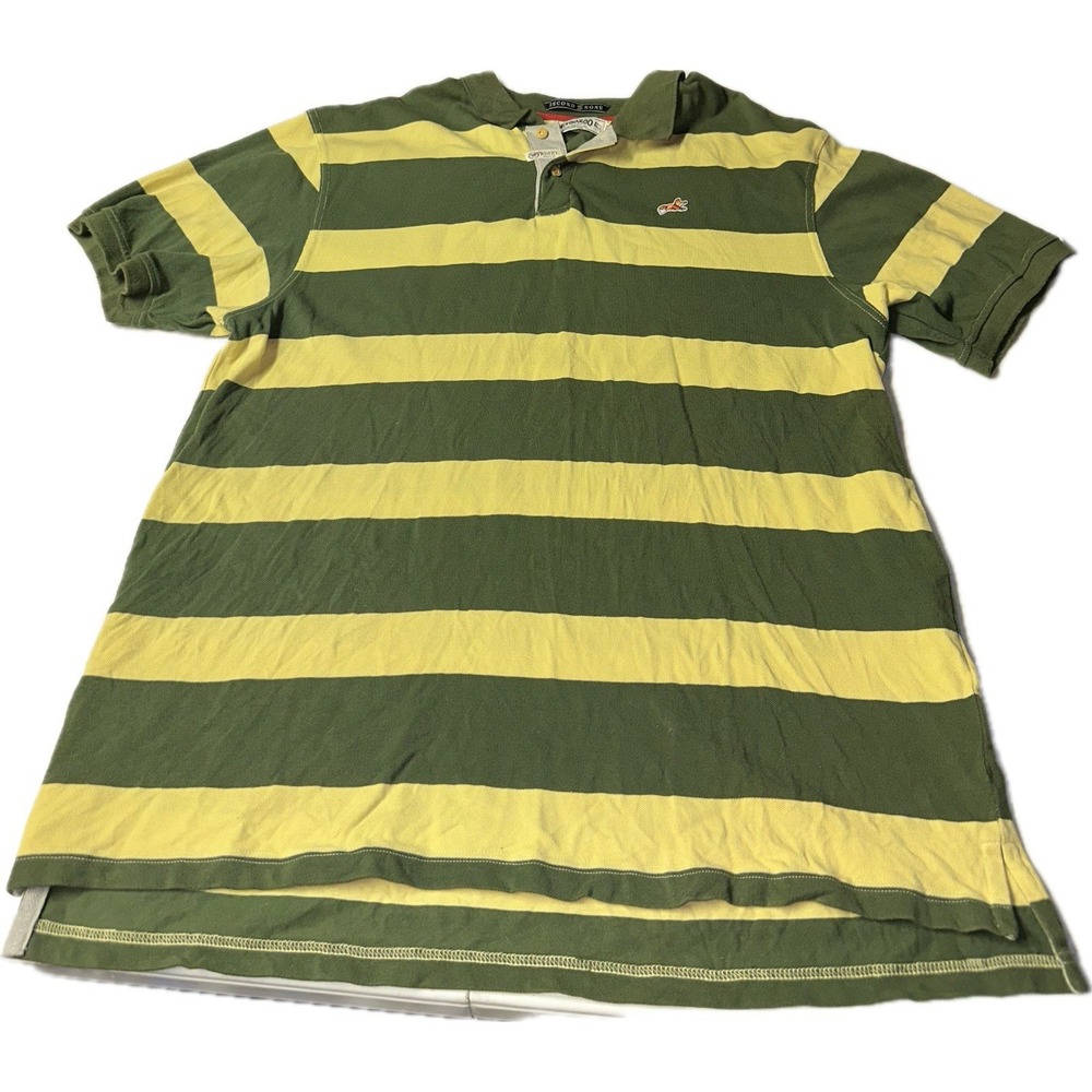 Akoo Green Polo Striped Shirt‎ Men's Size 3XL Fox Patch Second To None